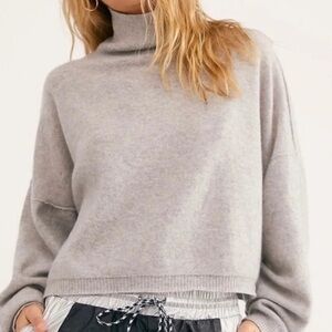 Free People so high so low cropped oversized cashmere turtleneck sweater